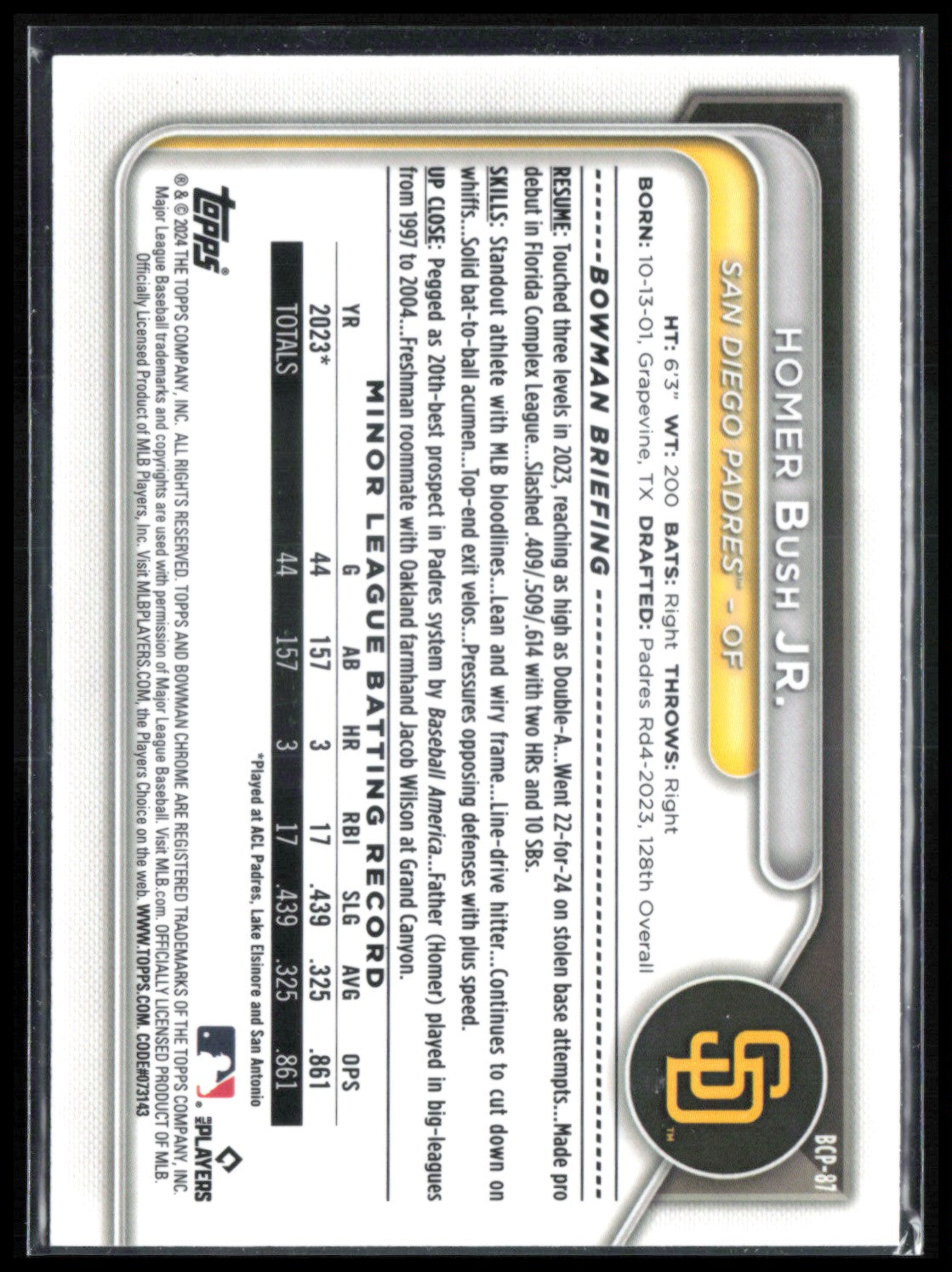 Homer Bush Jr. Sapphire Prospects