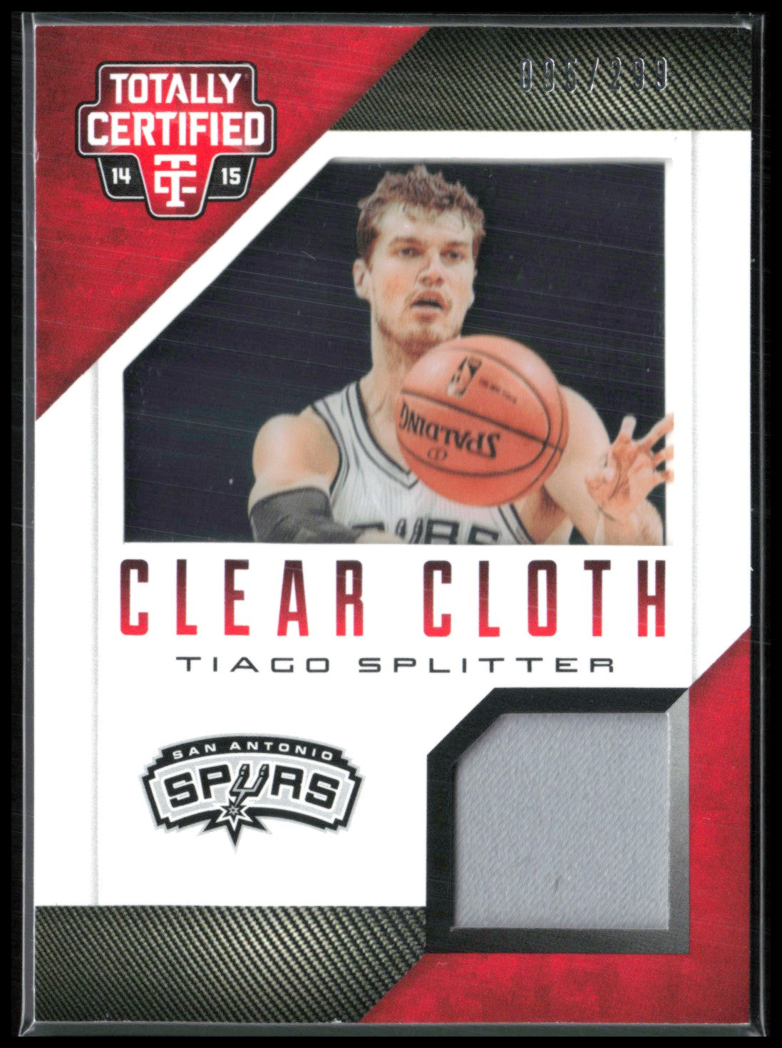 Tiago Splitter Clear Cloth Game-Worn Mem /199