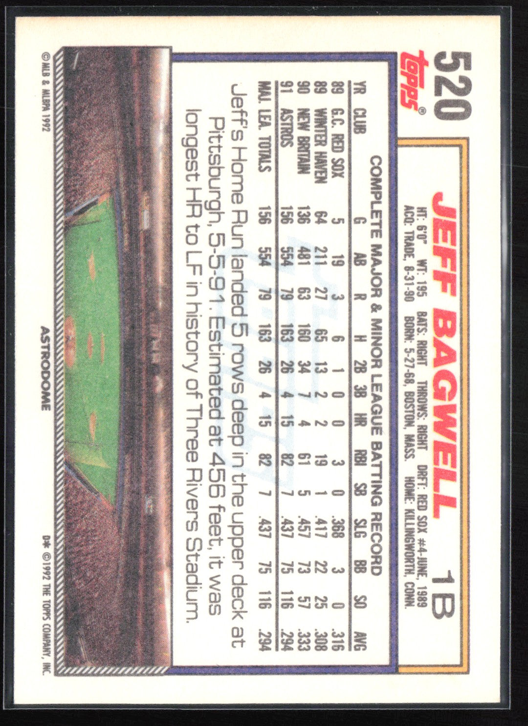 Jeff Bagwell 1992 Topps Rookie Cup