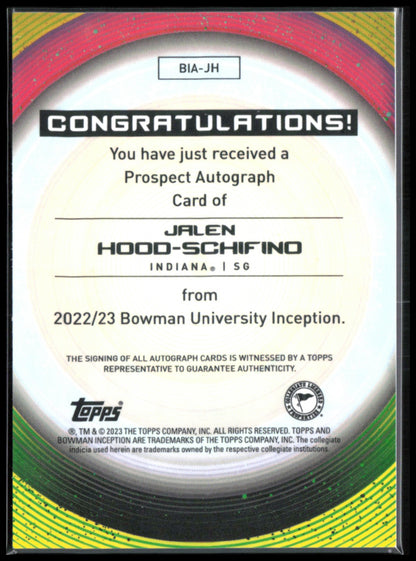 Jalen Hood-Schifino Auto 2022-23 Bowman U Inception