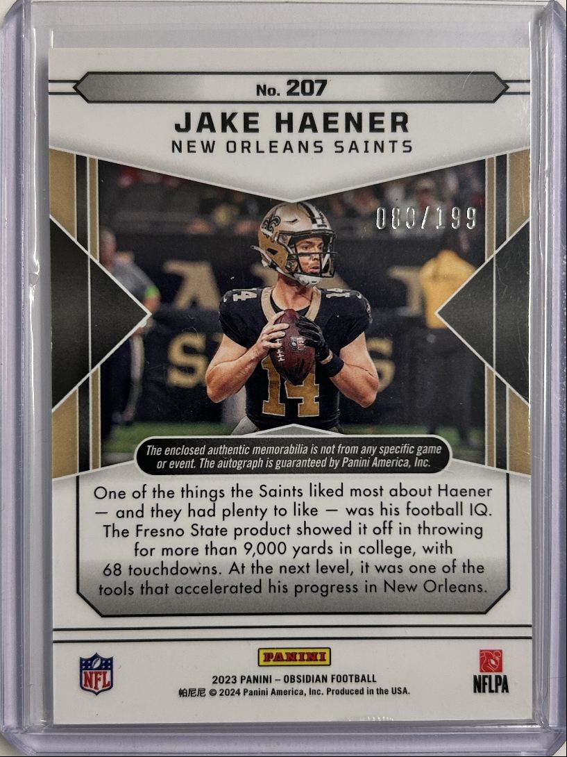 Jake Haener RC Patch Auto /199 2023 Obsidian