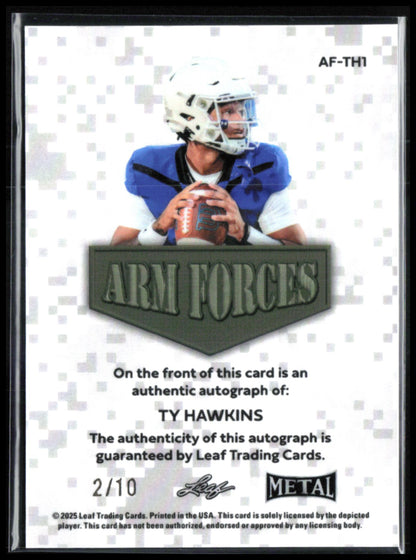 Ty Hawkins Auto /10 Arm Forces