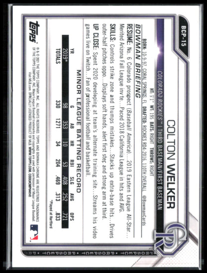 Colton Welker Yellow Refractor /75