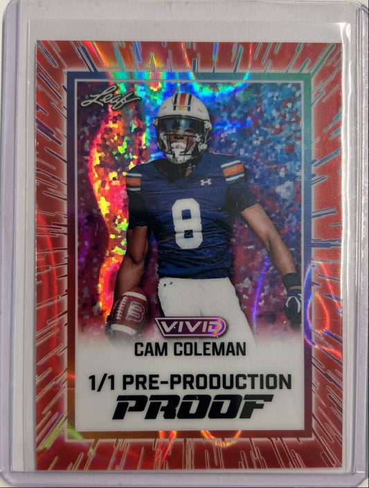 Cam Coleman 1/1 Pre-Production Proof Leaf Vivid