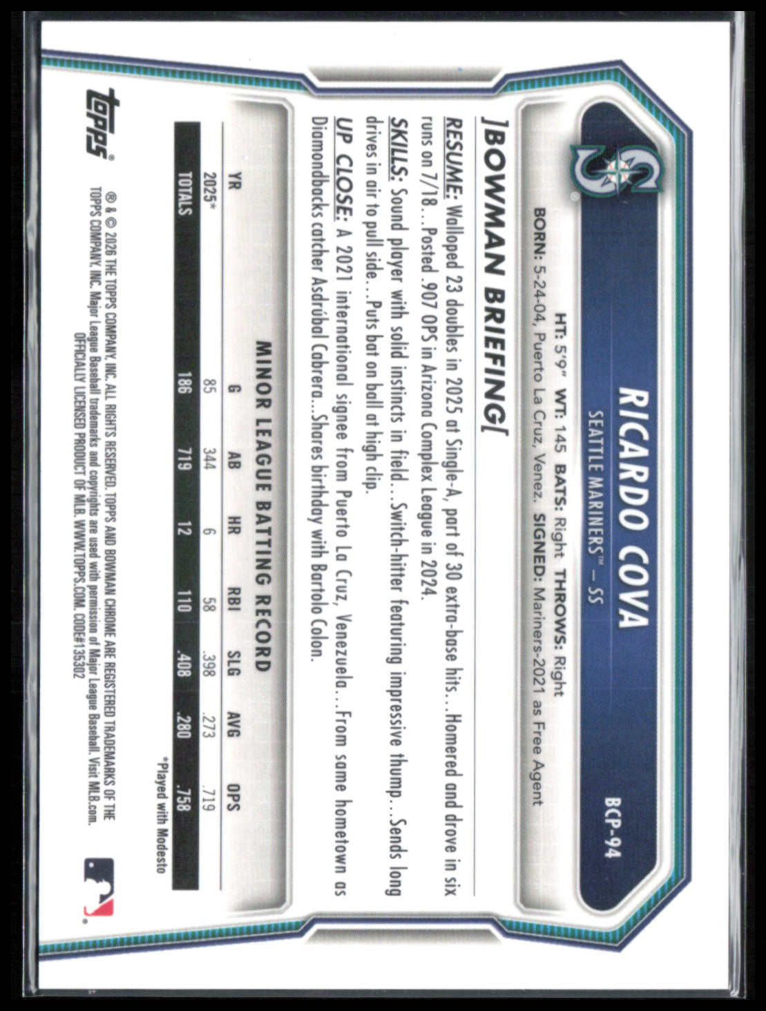 Ricardo Cova 1st Bowman Reptilian Refractor