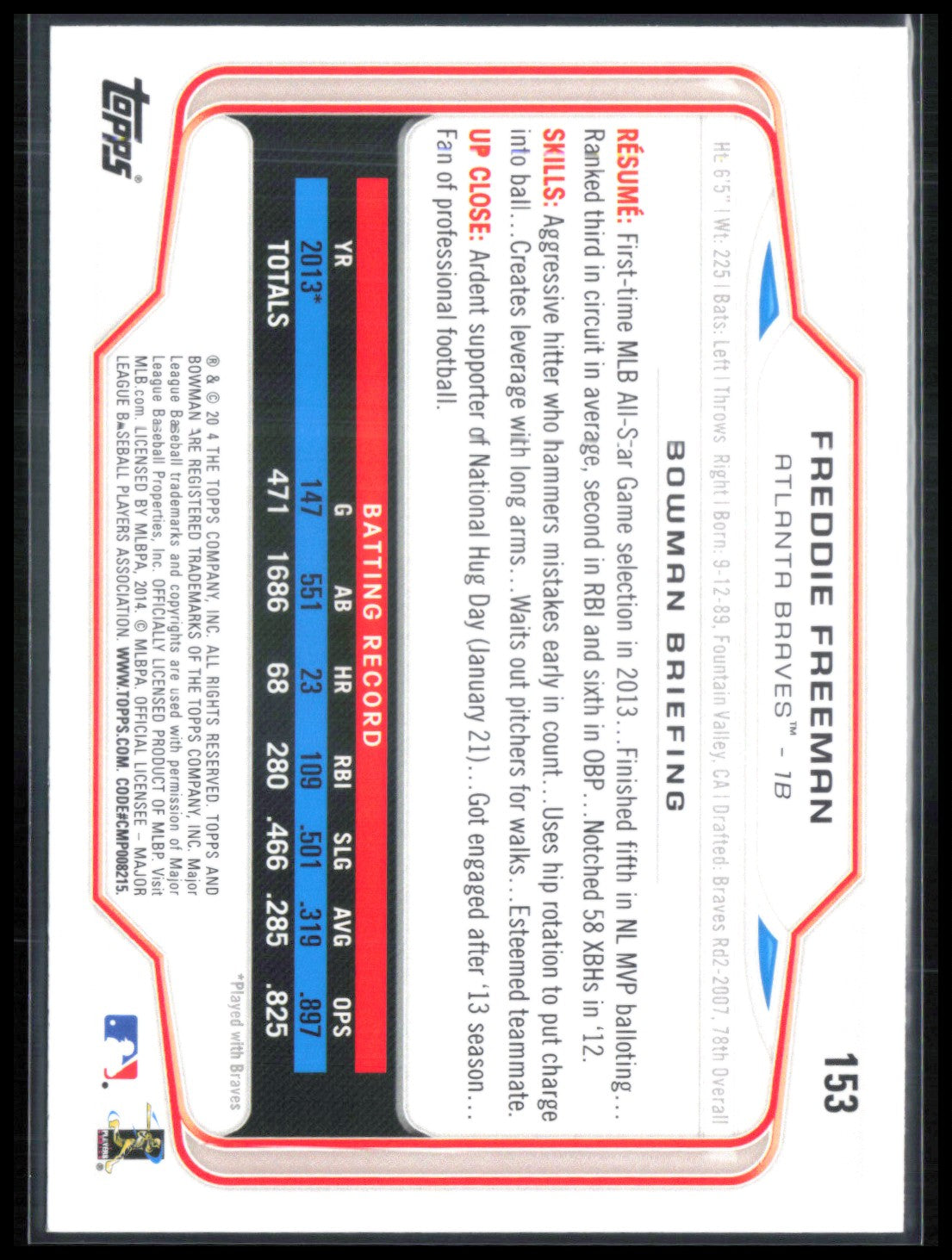 Freddie Freeman 2014 Bowman