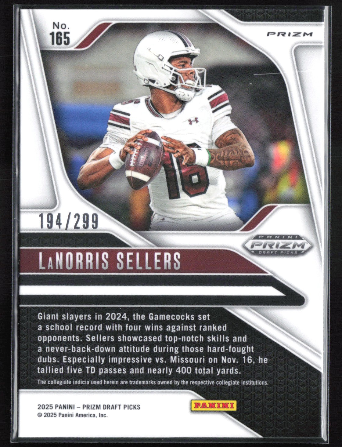 LaNorris Sellers Prospect /299 Blue Wave