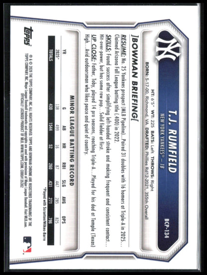 T.J. Rumfield 1st Bowman Chrome