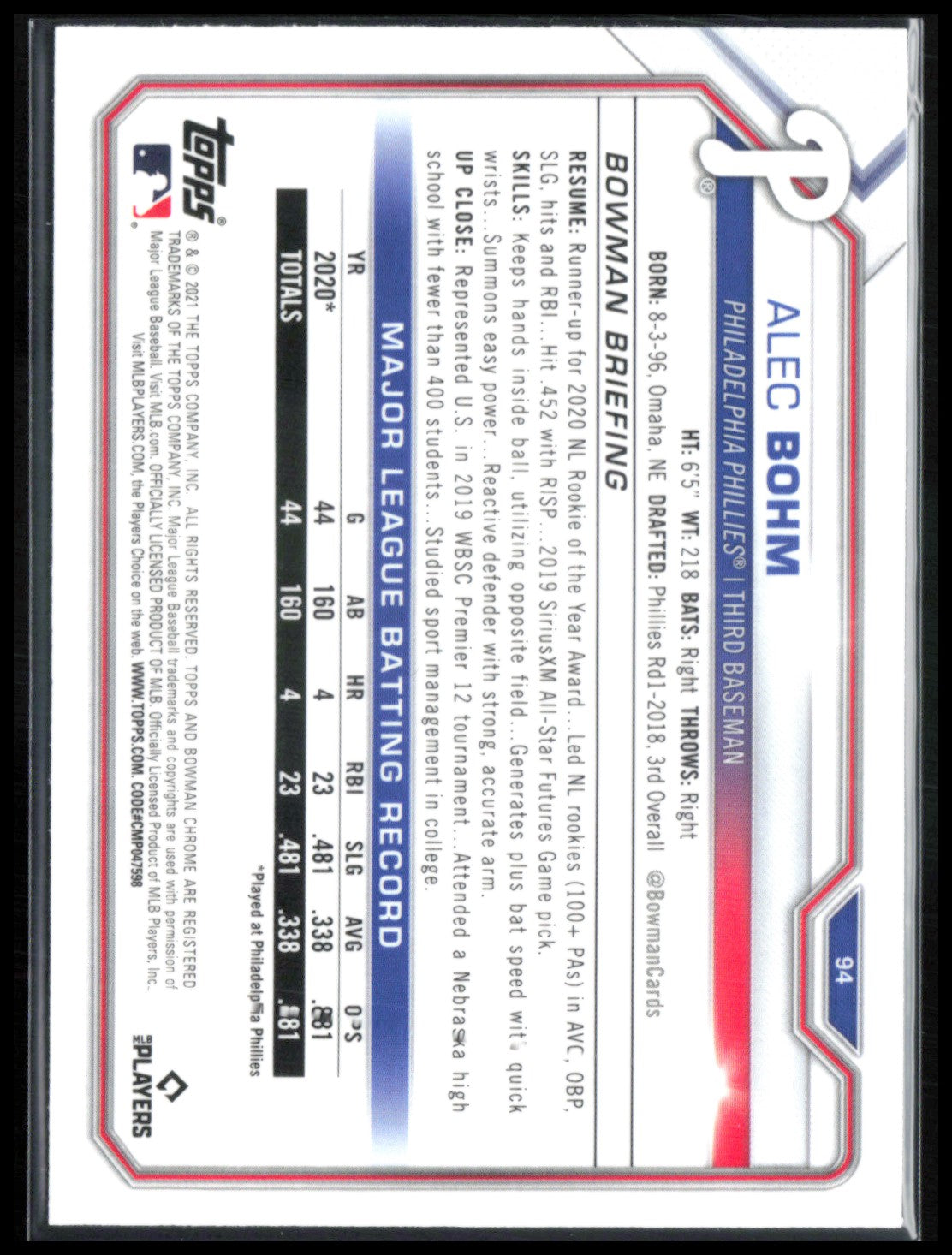 Alec Bohm RC