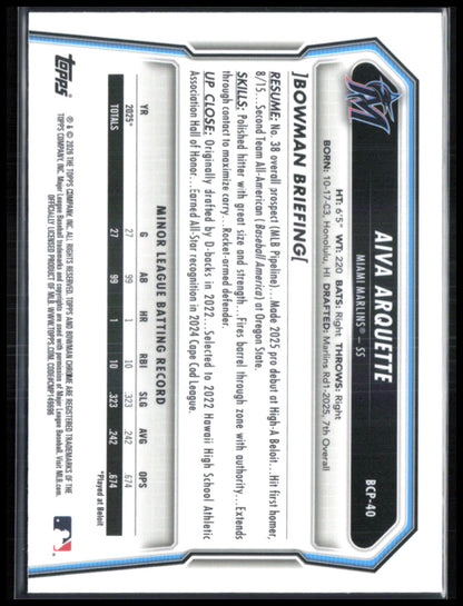 Aiva Arquette 1st Bowman Mojo