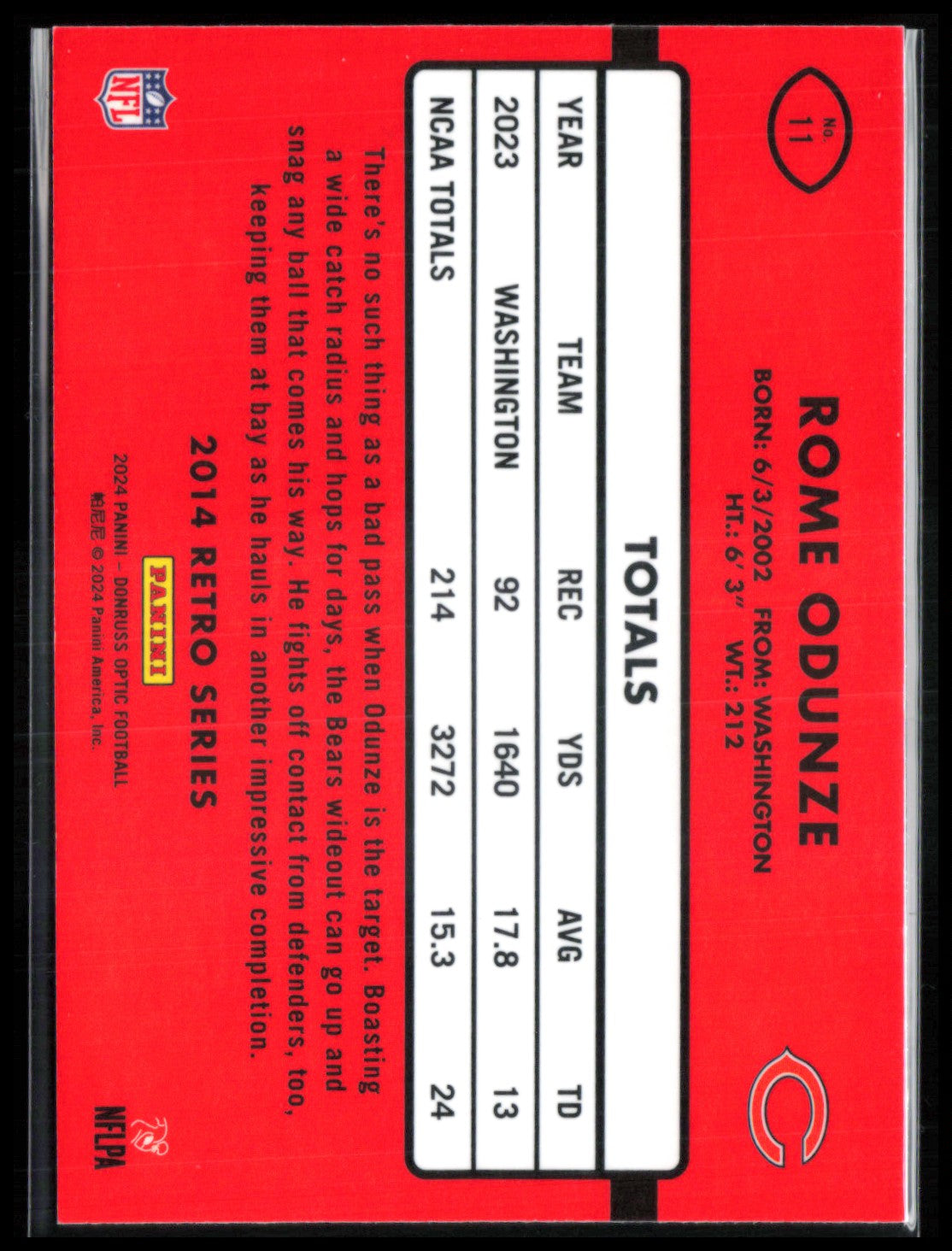 Rome Odunze RC Retro