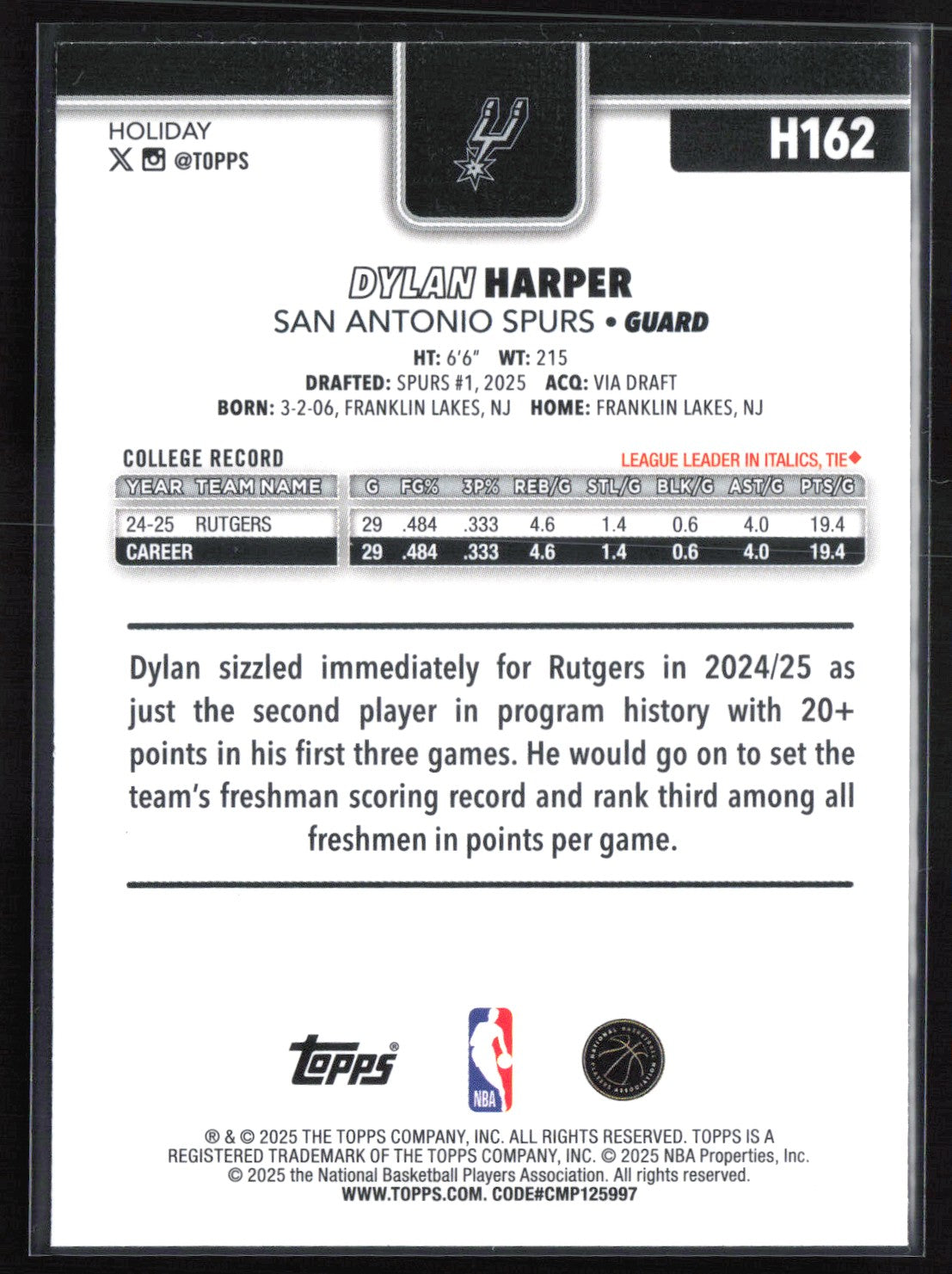 Dylan Harper RC Holiday