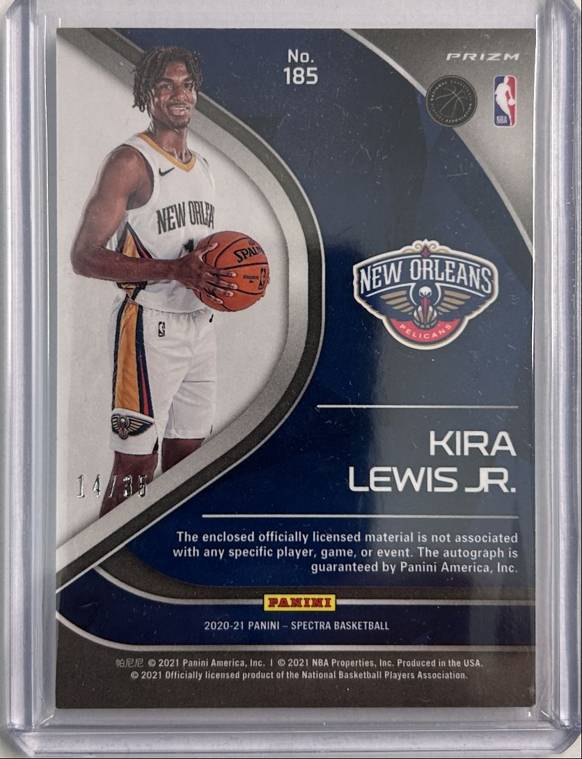 Kira Lewis Jr. Jumbo Patch Auto /35 2020-21 Spectra