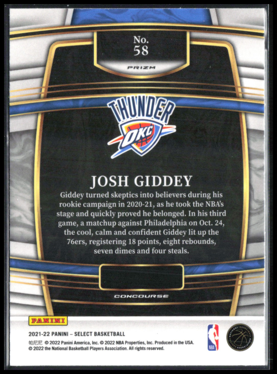 Josh Giddey RC Tri-Color Prizm