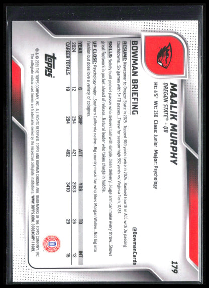 Maalik Murphy 1st Bowman /350 Yellow Refractor