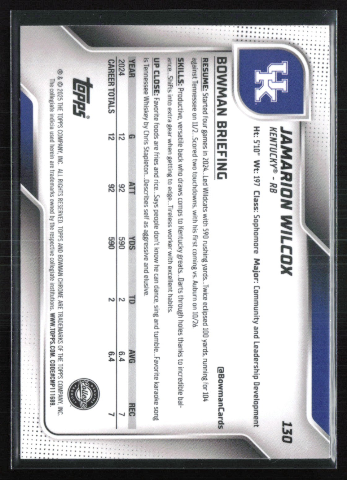 Jamarion Wilcox 1st Bowman Pink Lava