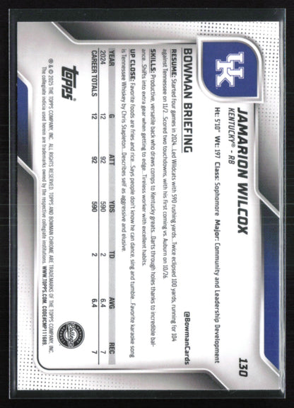 Jamarion Wilcox 1st Bowman Pink Lava