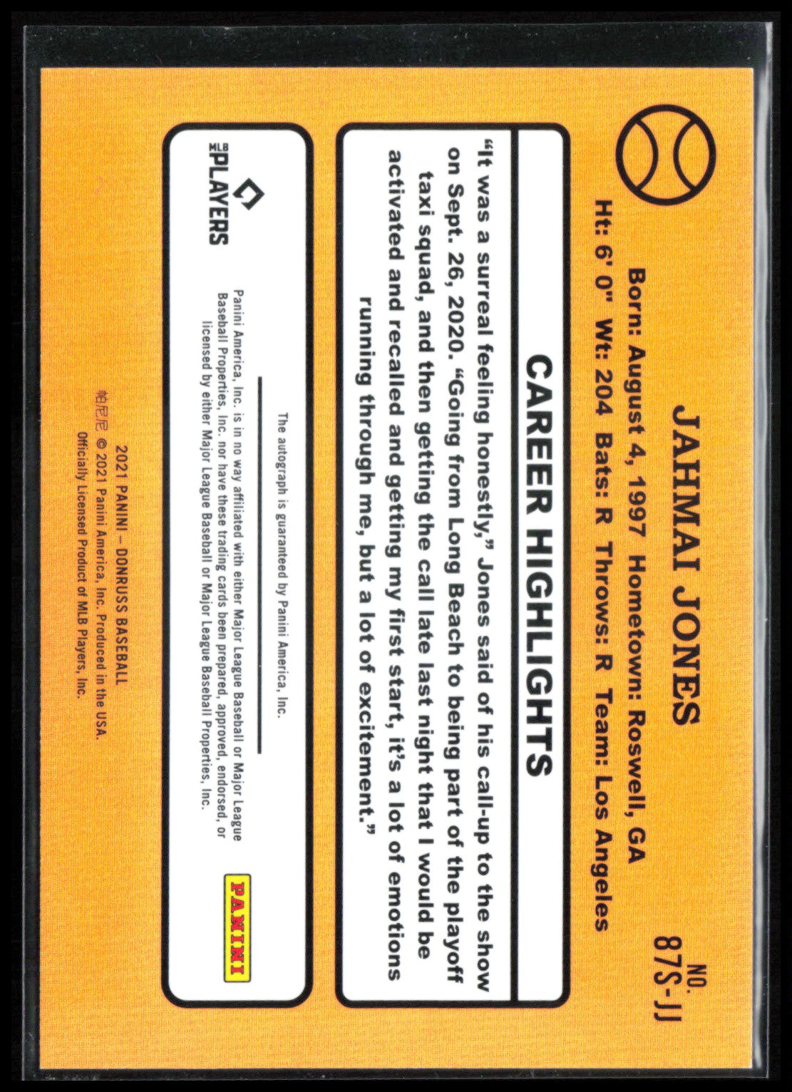 Jahmai Jones Auto 2021 Donruss
