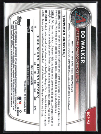 Bo Walker 1st Bowman Chrome