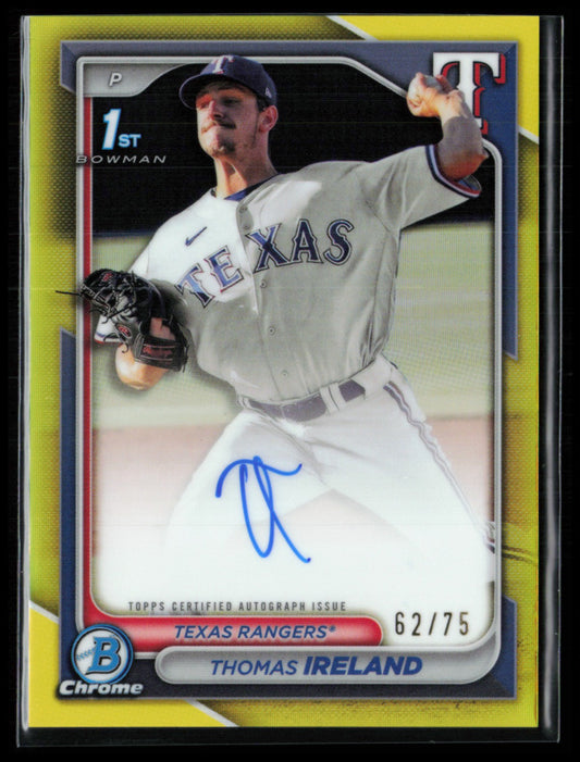 Thomas Ireland 1st Bowman Auto Yellow Refractor /75 2024 Bowman Chrome