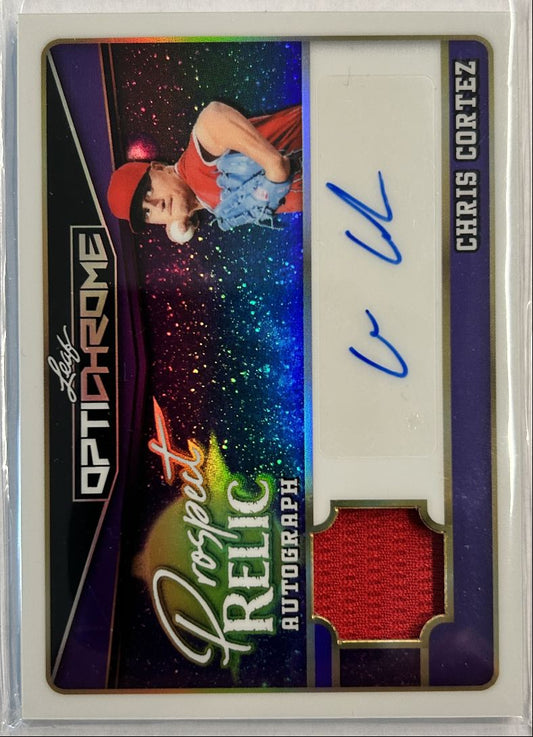 Chris Cortez Prospect Relic Autograph /5 Leaf Optichrome