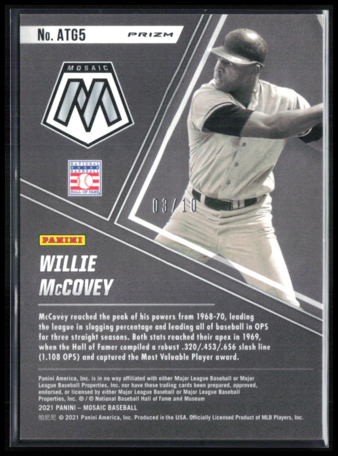 Willie McCovey Gold /10 2021 Mosaic All-Time Greats