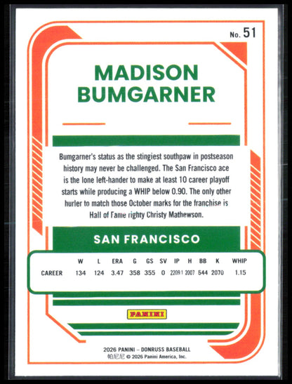 Madison Bumgarner Green Laser