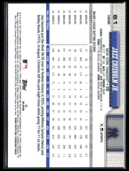 Jazz Chisholm Jr Gold Raywave /50 2026 Topps Chrome