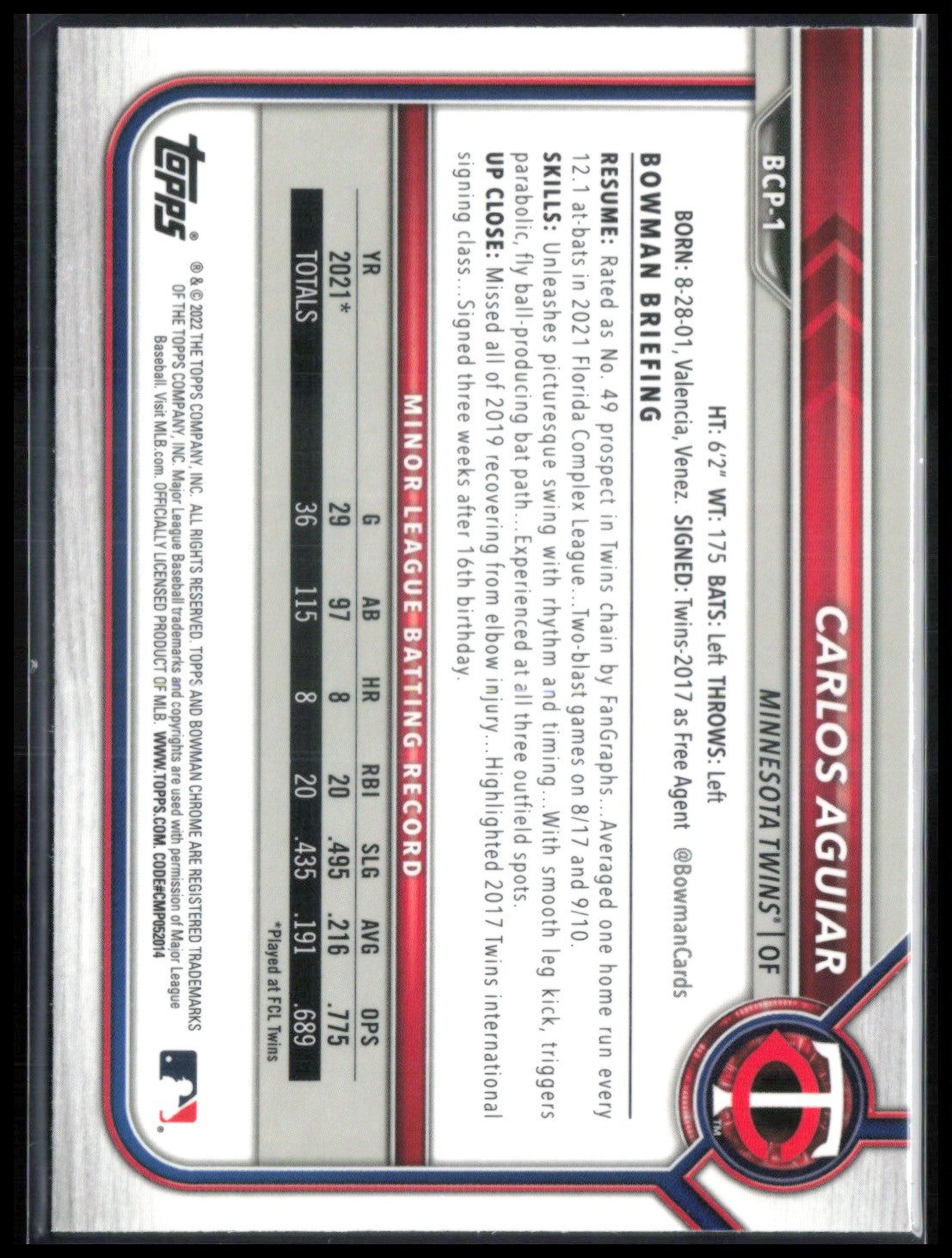 Carlos Aguiar 1st Bowman Mojo