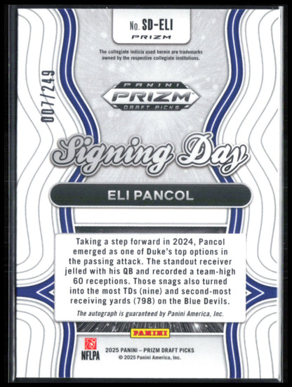 Eli Pancol RC Auto Signing Day Blue /249