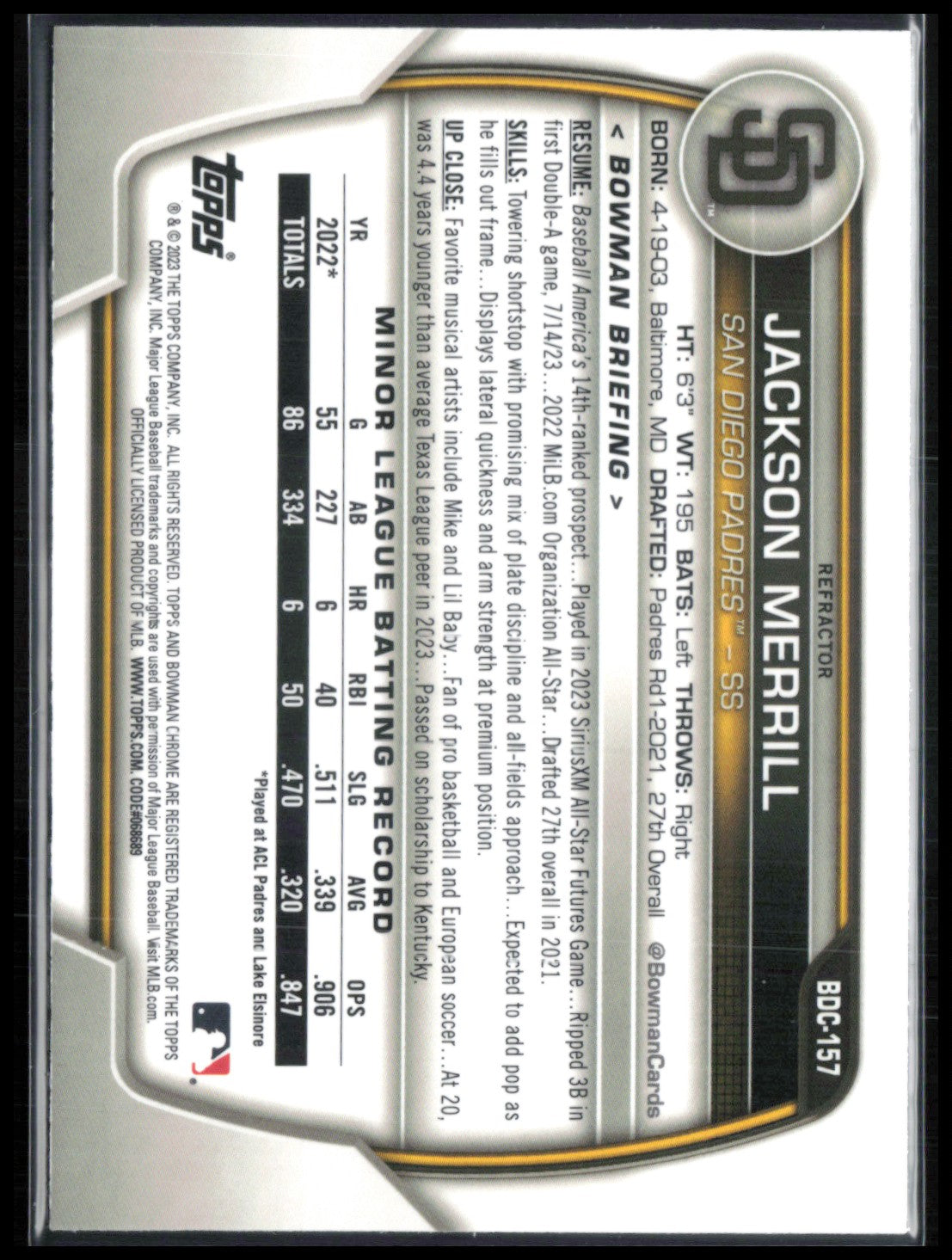 Jackson Merrill Refractor Prospect