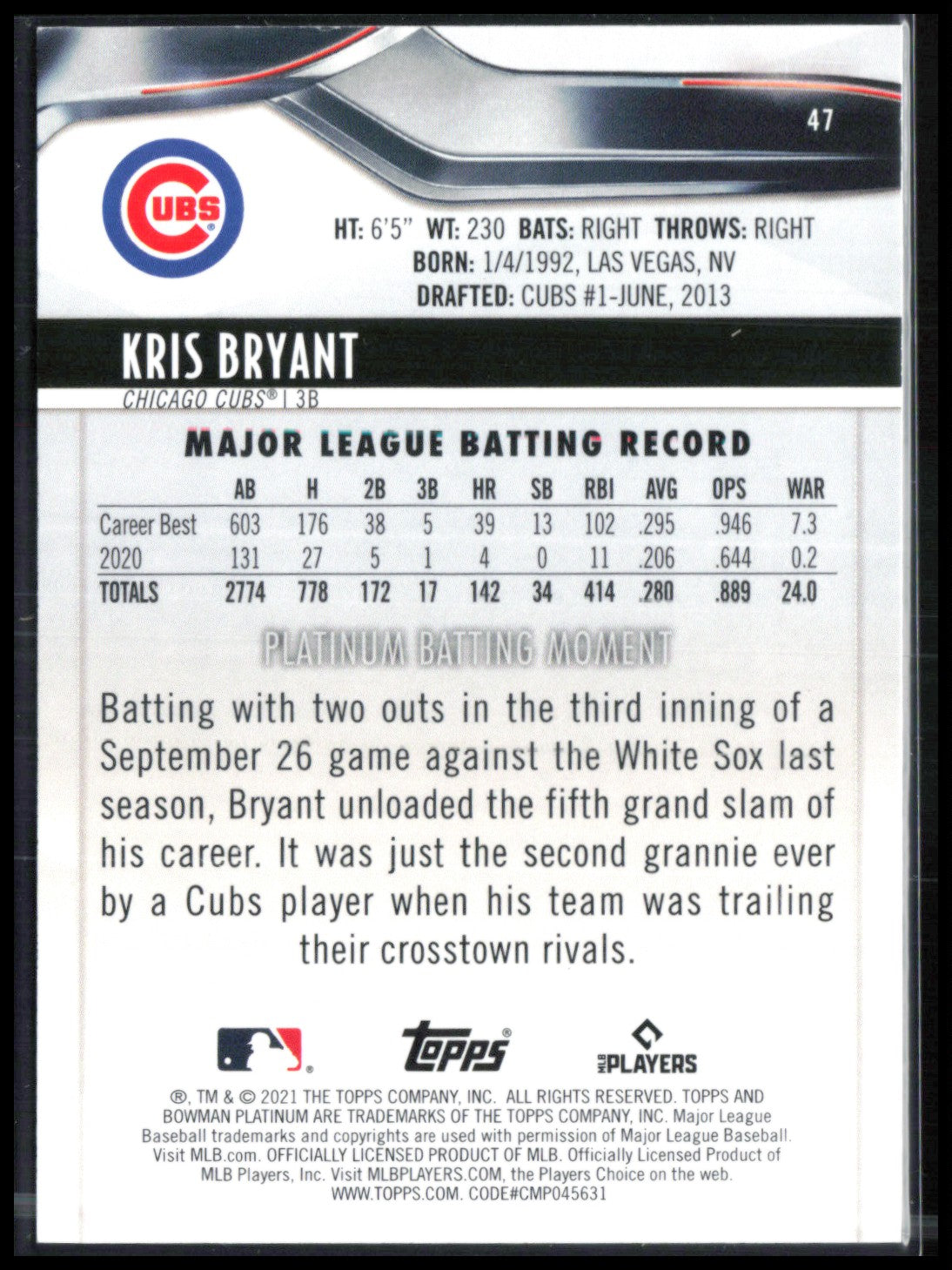 Kris Bryant /150 Blue