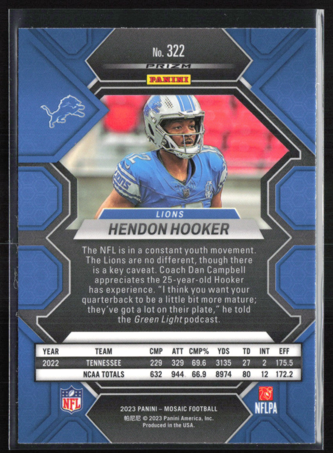 Hendon Hooker RC Mosaic Prizm