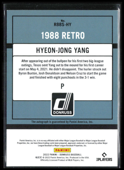 Hyeon-Jong Yang Auto 2022 Donruss