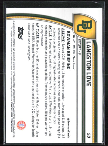 Langston Love 1st Bowman Purple Lava