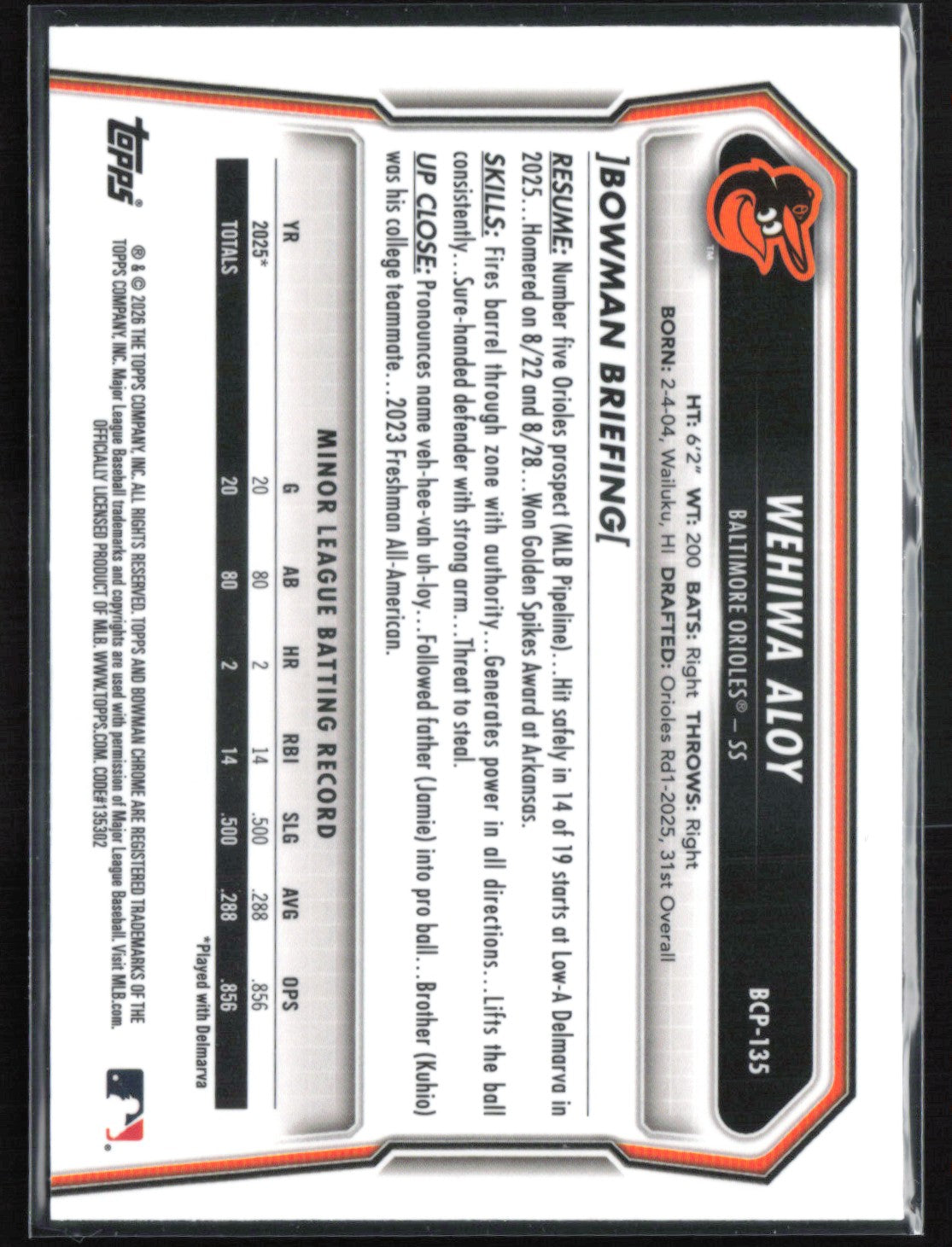 Wehiwa Aloy 1st Bowman Chrome