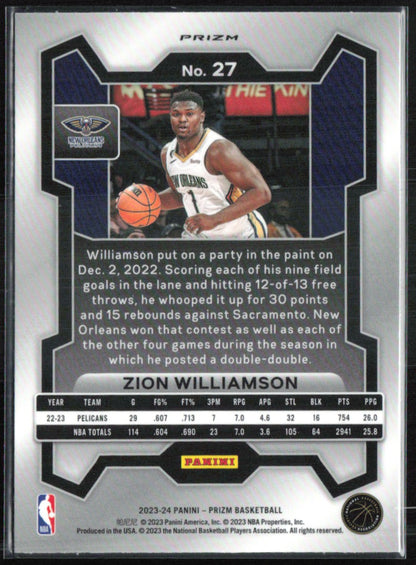 Zion Williamson Silver Prizm