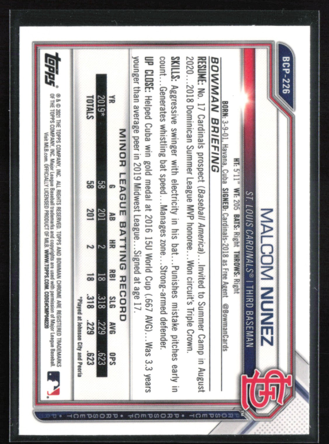 Malcom Nunez 1st Bowman Mojo
