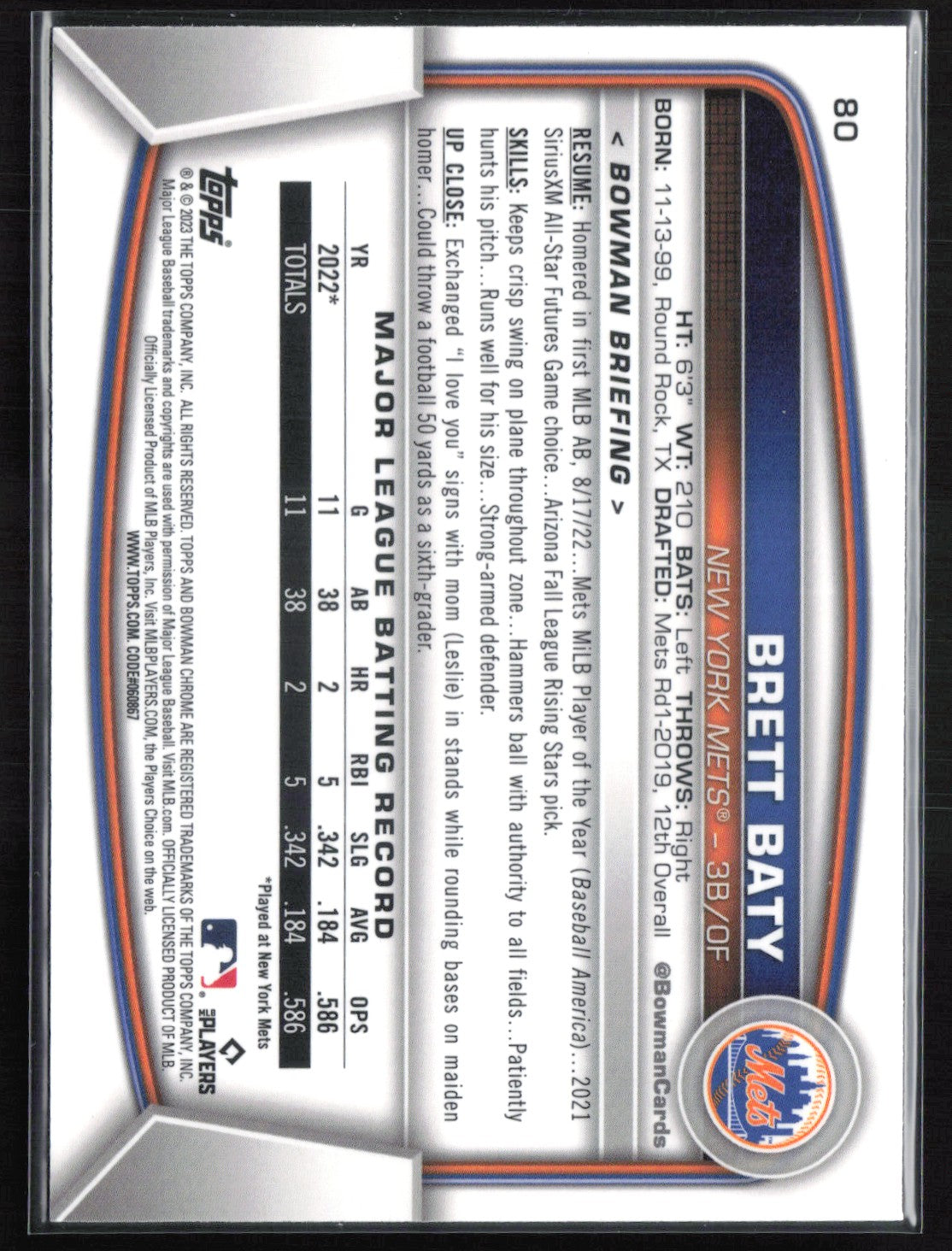 Brett Baty RC Mojo