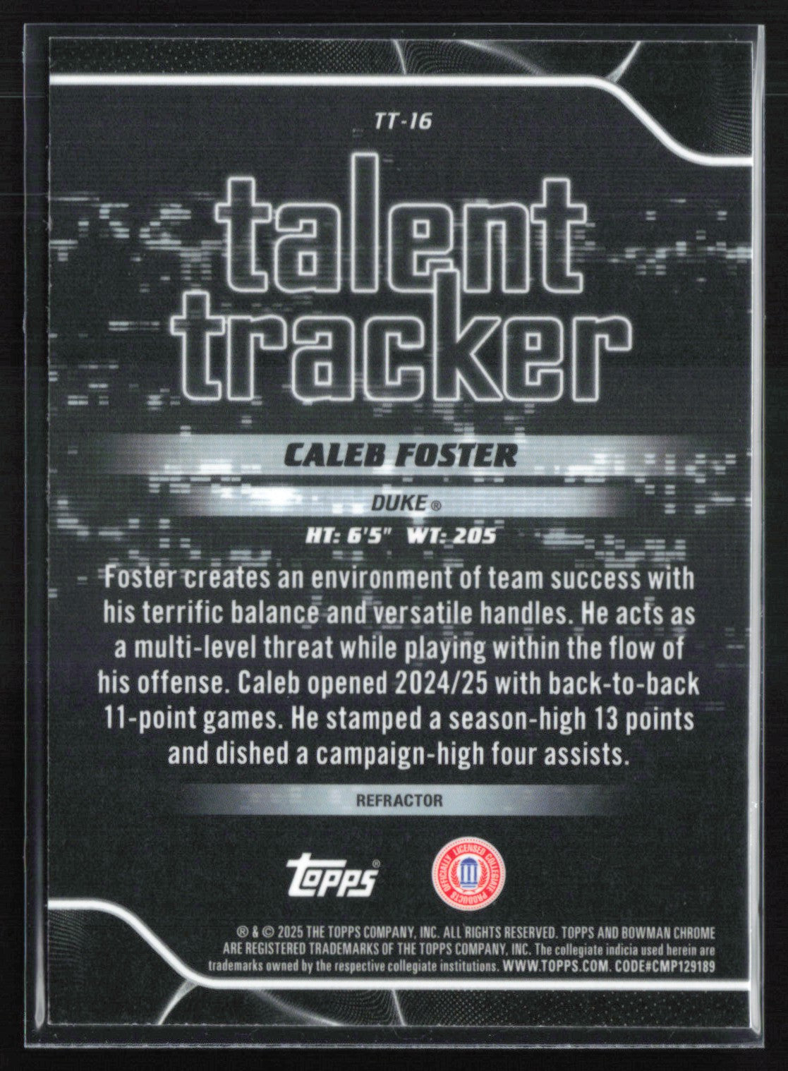 Caleb Foster Talent Tracker