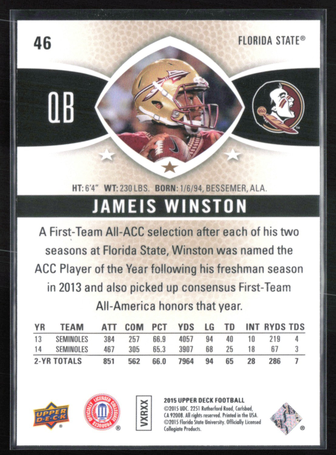 Jameis Winston RC Star Rookie 2015 Upper Deck