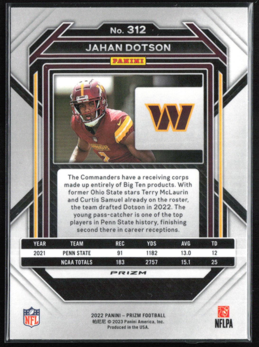 Jahan Dotson RC Green Prizm