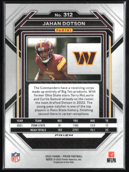 Jahan Dotson RC Green Prizm