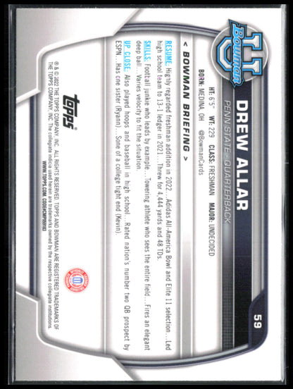 Drew Allar 1st Bowman Pink Refractor