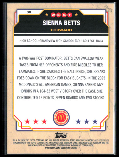 Sienna Betts McDonald's Parallel 2025 Topps Chrome