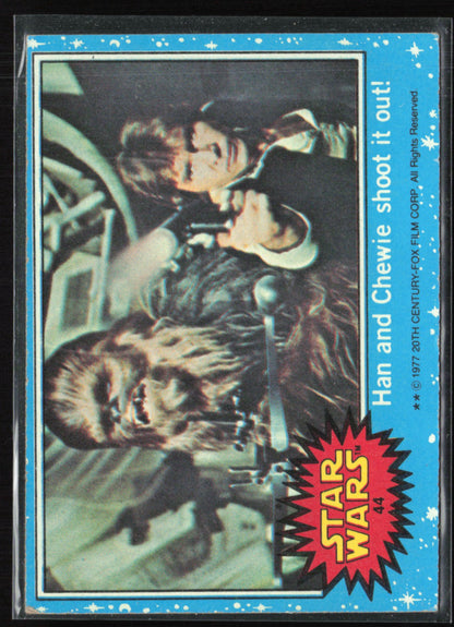 Han and Chewie shoot it out! 1977 Topps Star Wars