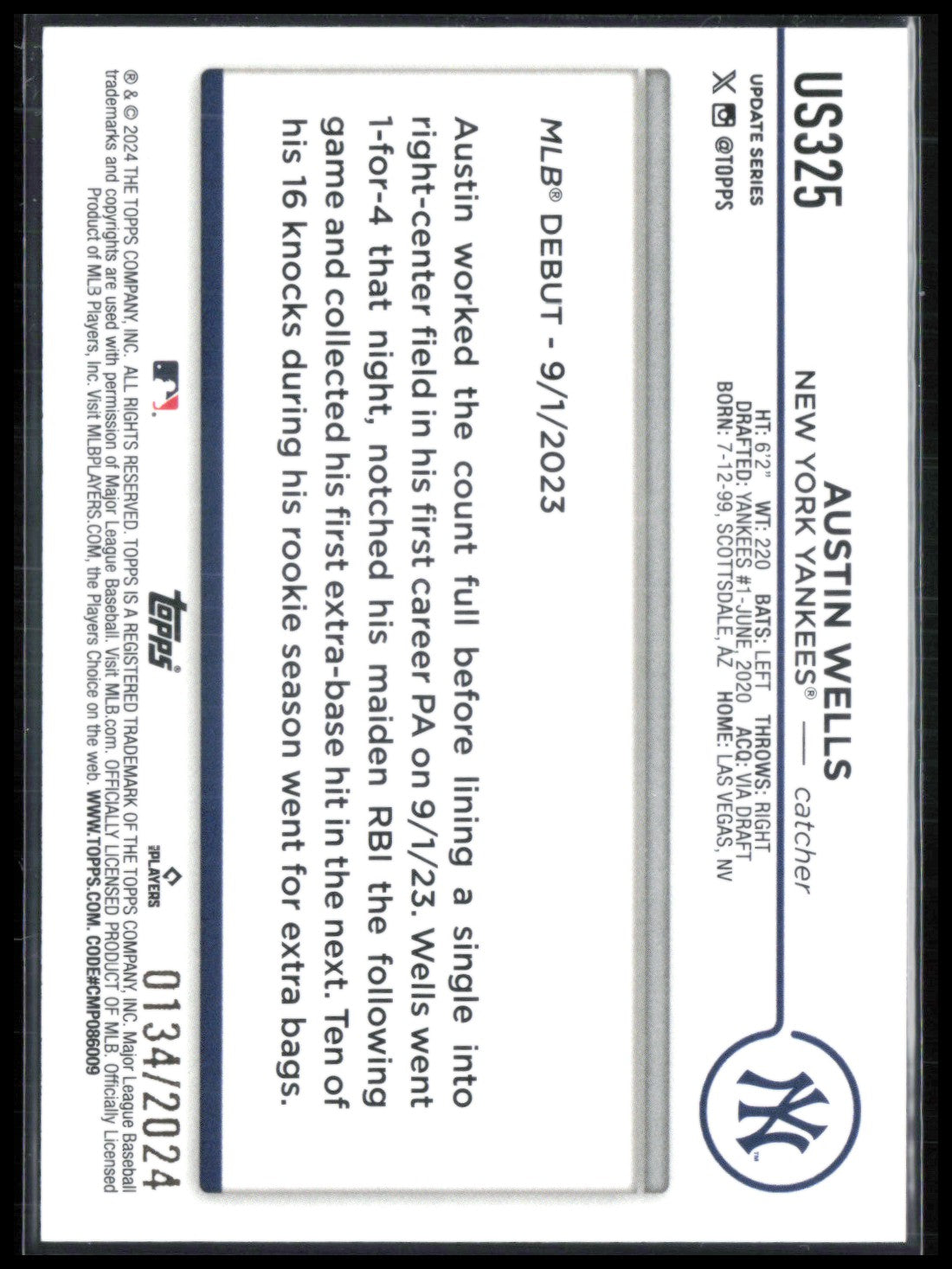 Austin Wells RC Gold /2024