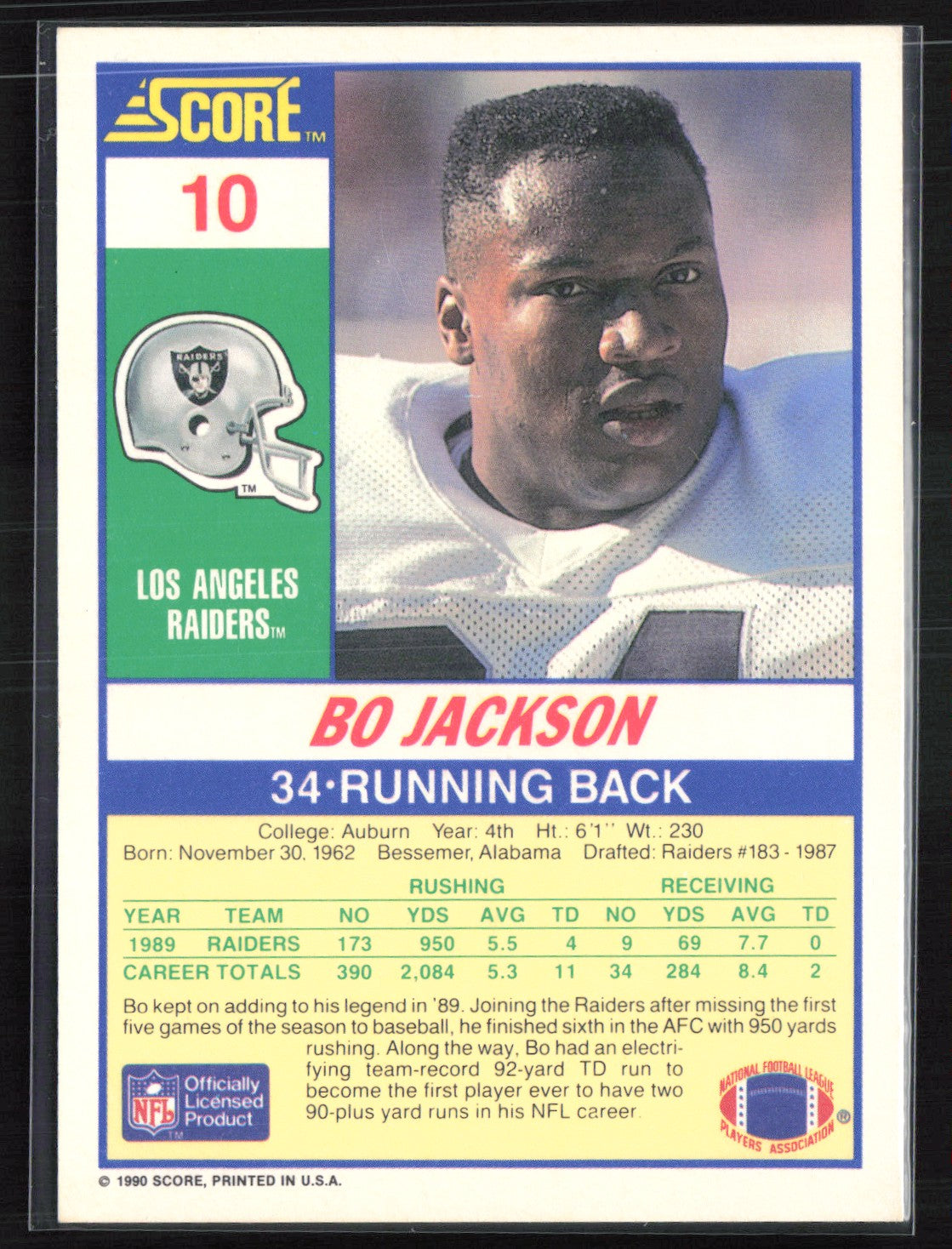 Bo Jackson 1990 Score