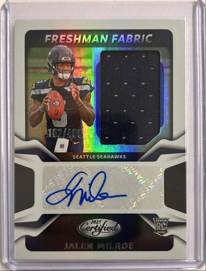 Jalen Milroe RC Patch Auto /499 Freshman Fabric