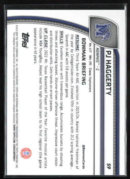 PJ Haggerty 1st Bowman Purple Lava